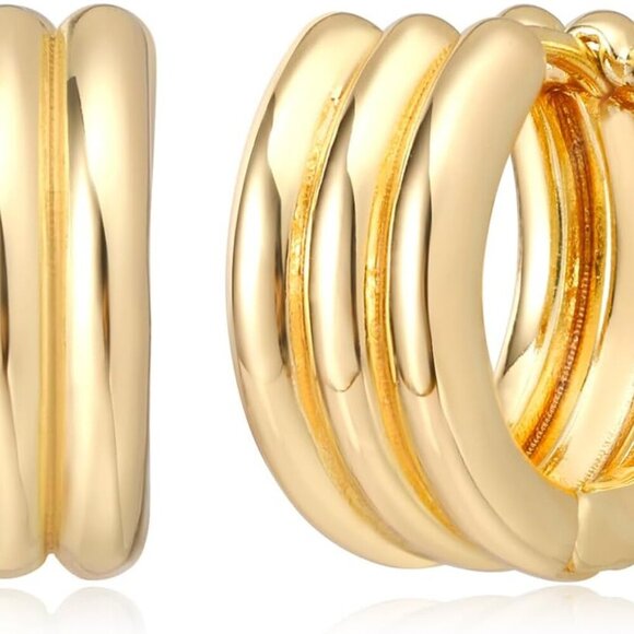 Jewelry - Gold Triple Hoop Women's Earrings